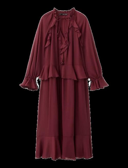 Mango | Long Ruffled Dress | S