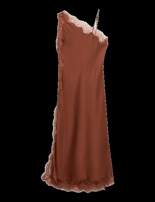 Mango | Asymmetric Satin Lace Dress | L