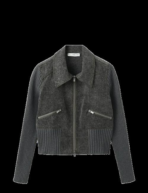 Mango | Knitted Jacket With Combined Fabrics | S
