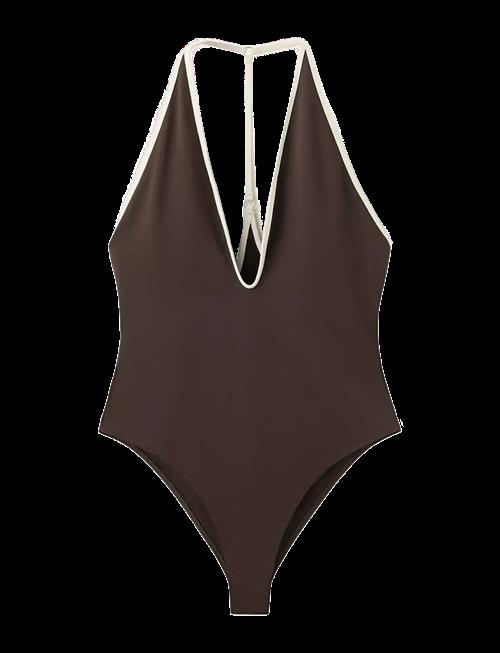 Mango | V-Neck Swimsuit With Contrasting Trim | L
