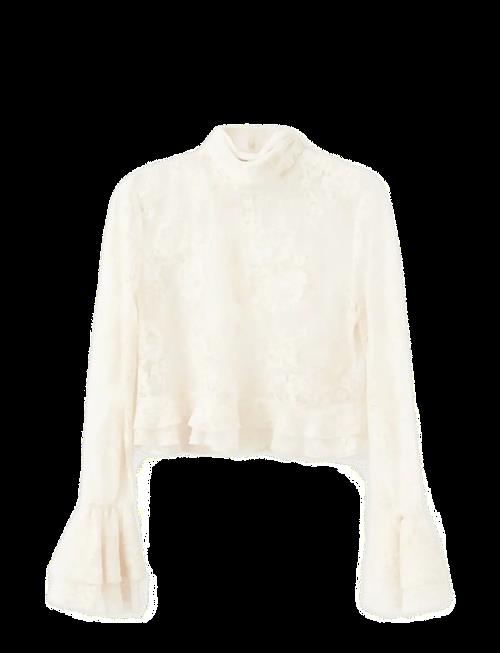 Mango | Ruffled Embroidered Blouse | S