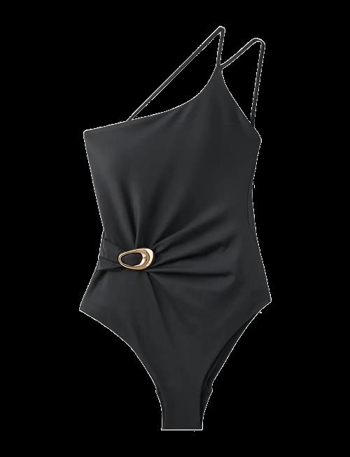 Mango | Asymmetrical Swimsuit With Gathered Detail | XS