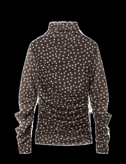 Mango | Ruched Polka Dot T-Shirt | XS