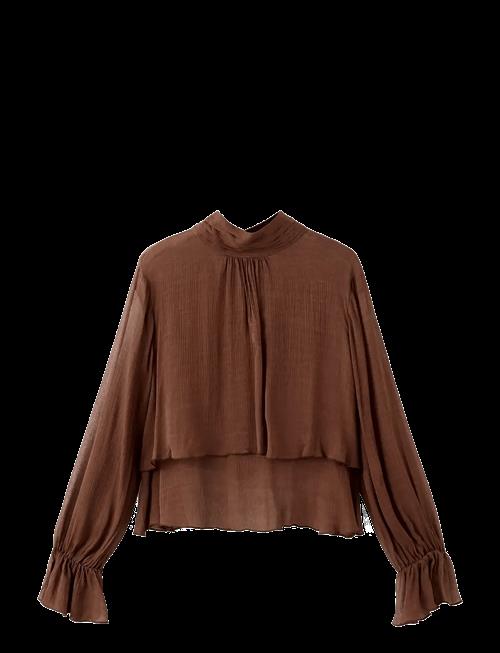 Mango | High-Neck Frilled Blouse | M