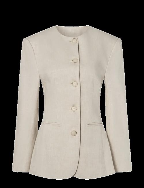 Malina | Carol Fitted Round Neck Linen Blazer | 42