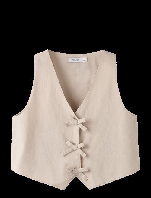 name it | Nkffalinnen Cropped Waistcoat | 122-128