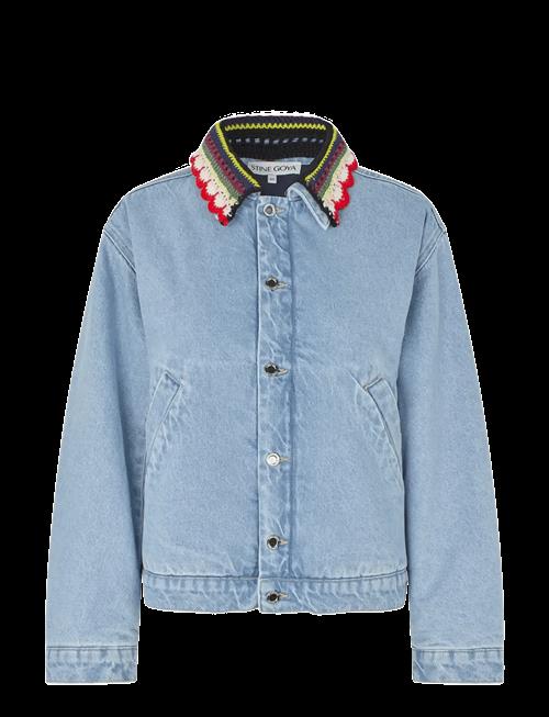 STINE GOYA | Double Rinse Denim, Collared Cropped Bomber | XL