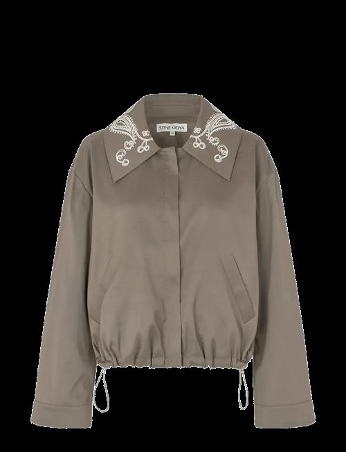 STINE GOYA | Embroidered Canvas, Blouson Eyelet Bomber | XS