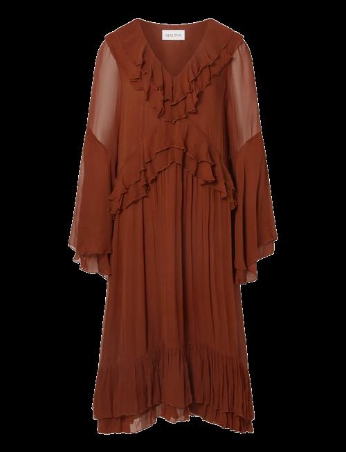 Malina | Wilhelmina Ruffled Chiffon Midi Dress | 40