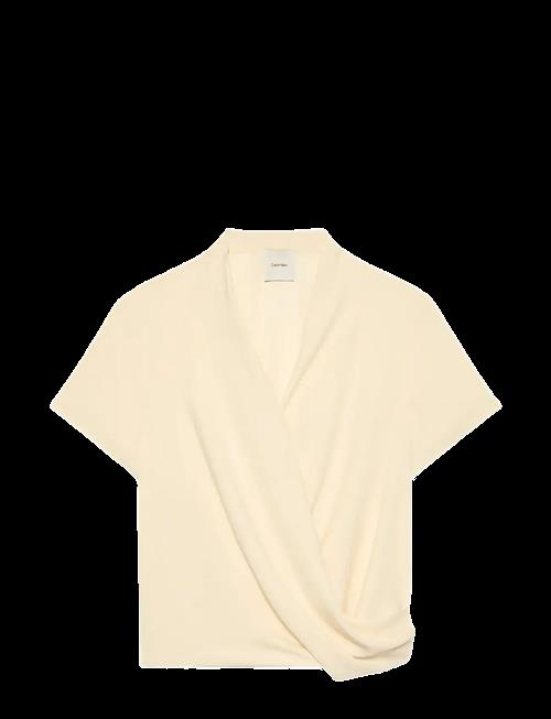 Calvin Klein | Crepe Ss Draped Wrap Top | L