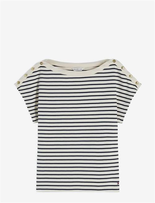 Tommy Hilfiger | Gold Btn Cap-Slv Boat-Nk Tee | M