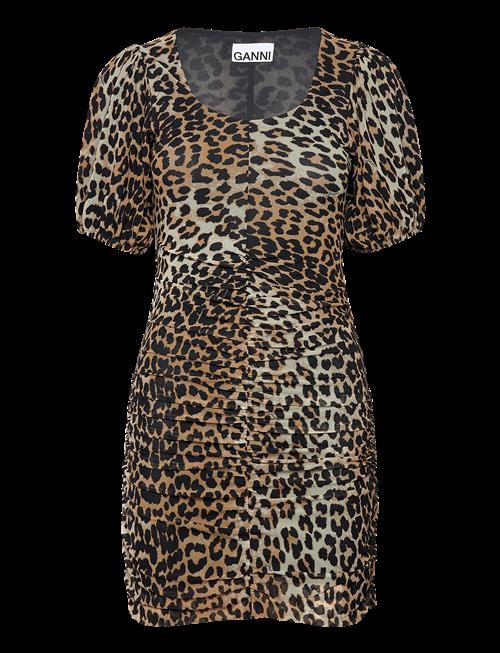 GANNI | Printed Mesh Puff Sleeve Mini Dress | 34