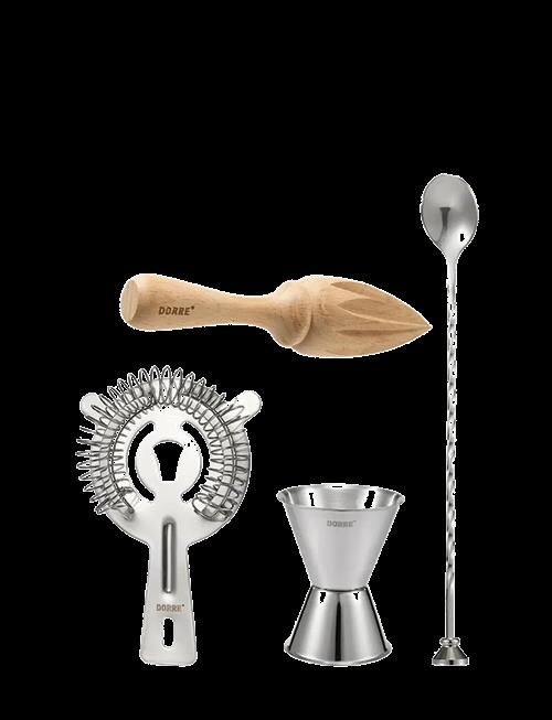 Dorre | Bar Accessories Measuring Cup, Bar Spoon, Strainer, Citrus Press | 14X 28X 16