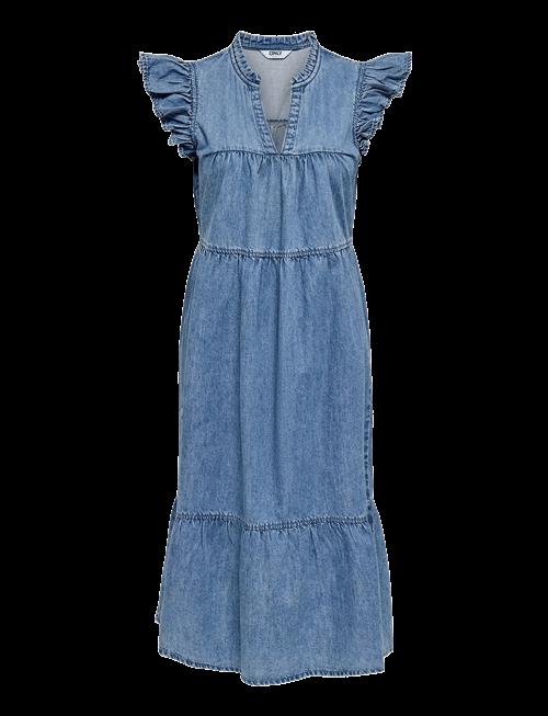 ONLY | Onlshania S/L Frill Midi Dnm Dress Akm | S