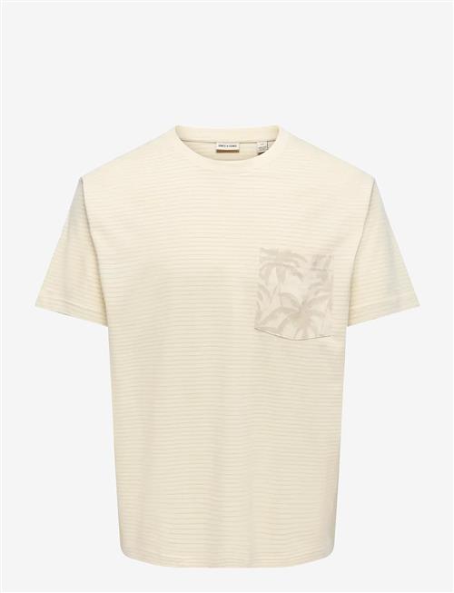 ONLY & SONS | Onsfred Stripe Life Rlx Leaf Ss Pckt Tee | XS