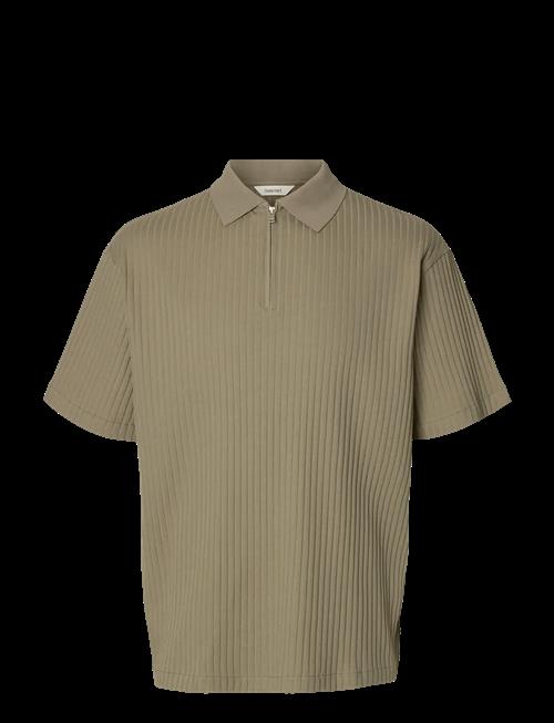 Selected | Slmrelaxsimon Ribbed Ss Zip Polo | XL
