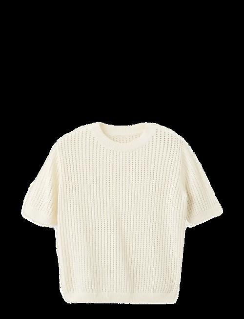 Mango | Short-Sleeved Openwork Knitted Sweater | XS