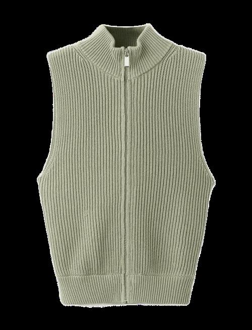 Mango | Ribbed Knitted Top With Zip | M