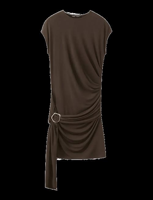 Mango | Ruched Bodice Brooch Dress | S