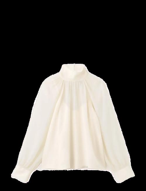 Mango | High-Neck Semi-Transparent Blouse | M
