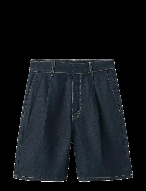 Mango | Mid-Rise Denim Bermuda Shorts With Pleats | 32