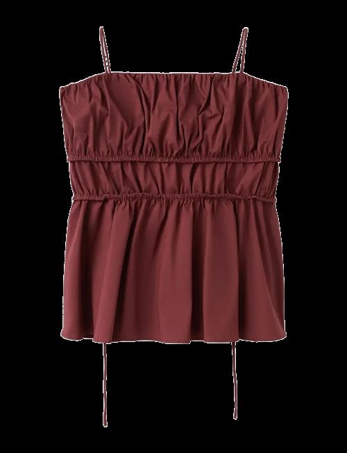 Mango | Ruched Cotton Top | L