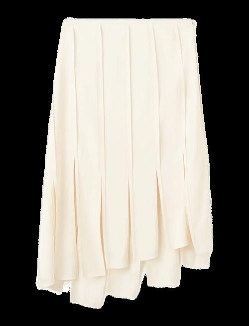 Mango | Midi Skirt With Pleated Asymmetric Hem | L