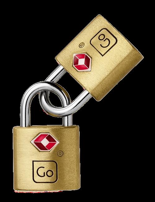 Go Travel | Classic Brass Key Twin Padlocks Tsa | ONE SIZE