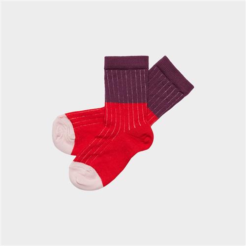 FUB 2-pak Kontraststrikkede Ribstrømper Classic Red  Classic Red 22-24 EU Uld Rød  22-24 EU  unisex
