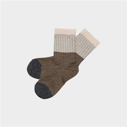 FUB 2-pak Kontrastribsokker Hazel Melange  Hazel Melange 25-28 EU Uld Brun  25-28 EU  unisex
