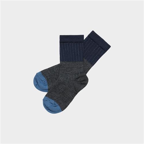 FUB 2-pak Kontraststrikkede Ribstrømper Steel Melange  Steel Melange 19-21 EU Uld Grå  19-21 EU  unisex