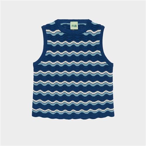 FUB Pointelle-vest Deep Indigo  Deep Indigo 130 cm Uld Blå  130 cm  Drenge