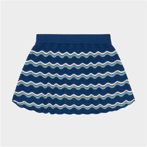 FUB Pointelle-nederdel Deep Indigo  Deep Indigo 80 cm Uld Blå  80 cm  Piger