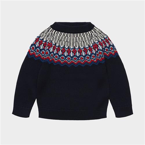 FUB Fair Isle-trøje Dark Navy  Dark Navy 90 cm Uld Marineblå  90 cm  Drenge, Piger