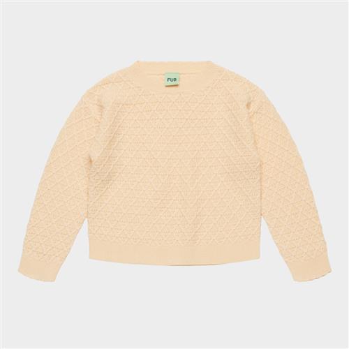 FUB Striktrøje Med Struktur Creme  Creme 150 cm Uld Creme  150 cm  Drenge, Piger