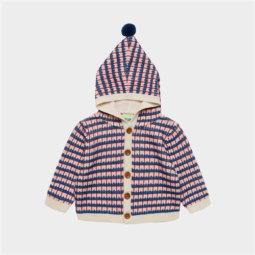 FUB Baby-cardigan I Flere Farver Ercu Deep Indigo Classic Red  Ercu Deep Indigo Classic Red 62 cm Uld Creme  62 cm  Drenge, Piger