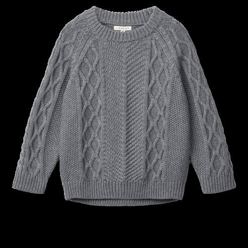 Liewood Ari Cotton Knit Jumper Grey Melange Grey Melange 110/116 cm  Grå  110/116 cm  Drenge, Piger