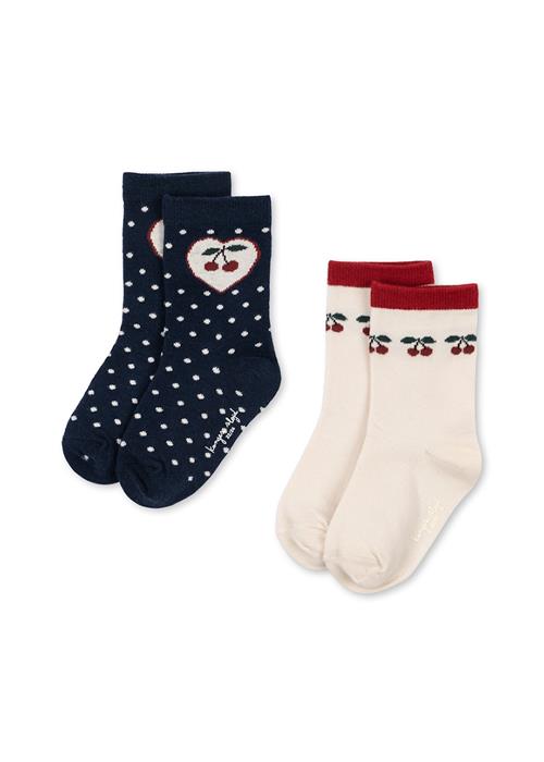 Konges Sløjd 2-pak Jaquard-sokker Cherry Mix  Cherry Mix-33-35  Rød  33-35 EU  Piger