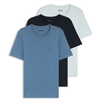 BOSS 3P Classic Crew Neck T Shirt Blå/Blå bomuld Large Herre