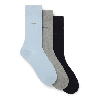 BOSS Strømper 3P RS Finest Soft Cotton Sock Sort/Blå Str 39/42 Herre