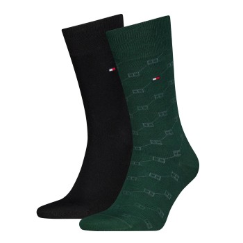 Tommy Hilfiger Strømper 2P Men Flag AOP Sock Mørkgrøn  Str 43/46 Herre