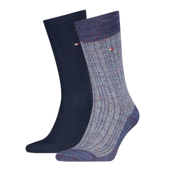 Tommy Hilfiger Strømper 2P Men Herringbone Sock Navy Str 39/42 Herre