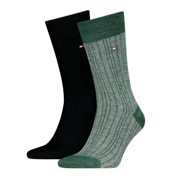 Tommy Hilfiger Strømper 2P Men Herringbone Sock Grøn Str 43/46 Herre