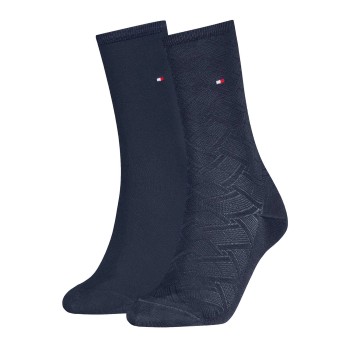 Tommy Hilfiger Strømper 2P Women Flag Print Socks Navy Str 35/38 Dame