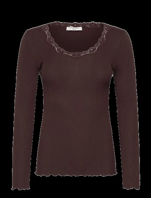 Rosemunde | Rwbabette Silk Ls U-Neck Lace T-Shirt | L