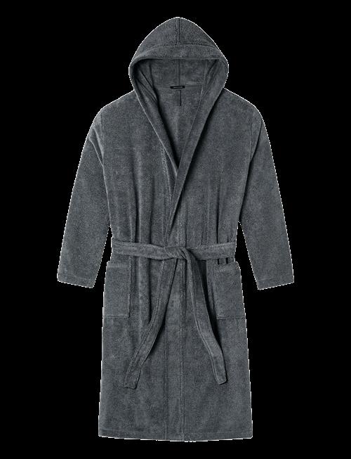 Schiesser | Navy Blue Terry Towelling Bathrobe - Essentials | M