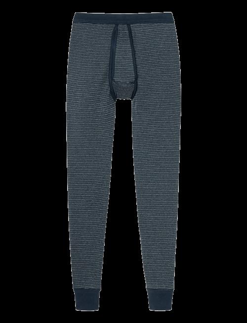 Schiesser | Long Underpants With Fly, Dark Blue Ringed - Fine Rib, Melange | XL