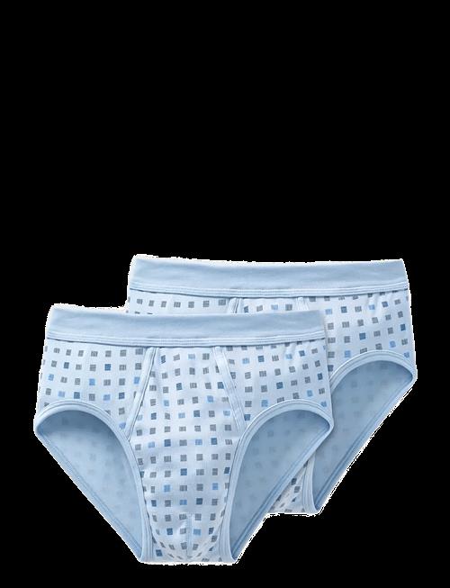 Schiesser | Sports Briefs With Fly, 2-Pack, Navy Blue Chequered - Essentials | XXL