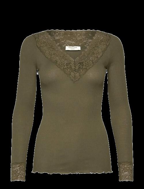 Rosemunde | Rwbernadine Organic Ls V-Neck Lace T-Shirt | XL