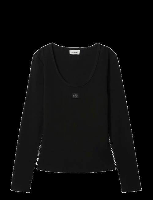 Calvin Klein Jeans | Ls Woven Label 2X2 Baby Rib Scoo | XS